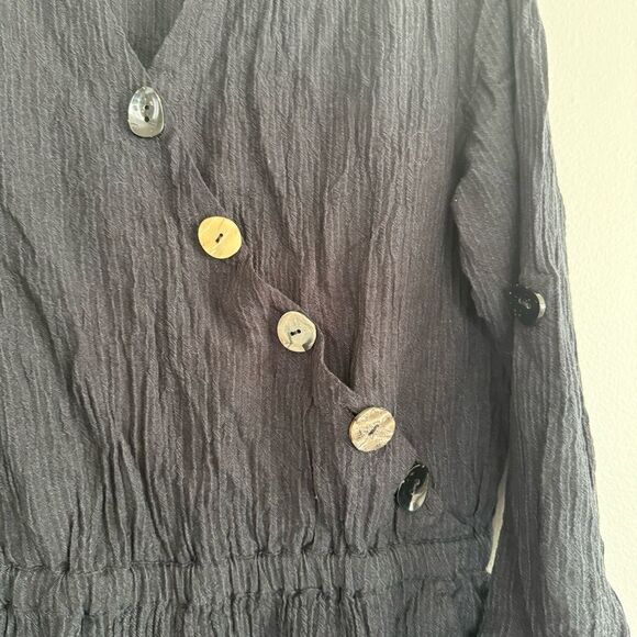 Soft Surroundings Cannes Black Crinkle Gauze Jumpsuit - Picture 3 of 8